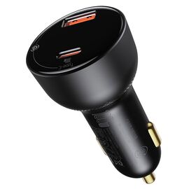  Автомобильное зарядное устройство BASEUS Superme Digital Display, 1xUSB + 1xUSB-C, 5A, 95W, черный 