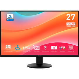  Монитор MSI Pro MP272L 27" FHD 1920x1080, 100Hz, 16:9, IPS, 4ms, 250cd, HDMI, DP (9S6-3PD6CT-008) черный 