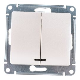  Выключатель Systeme electric Glossa GSL000653 двухклавишный с подсветкой схема 5а перламутр в рамку 